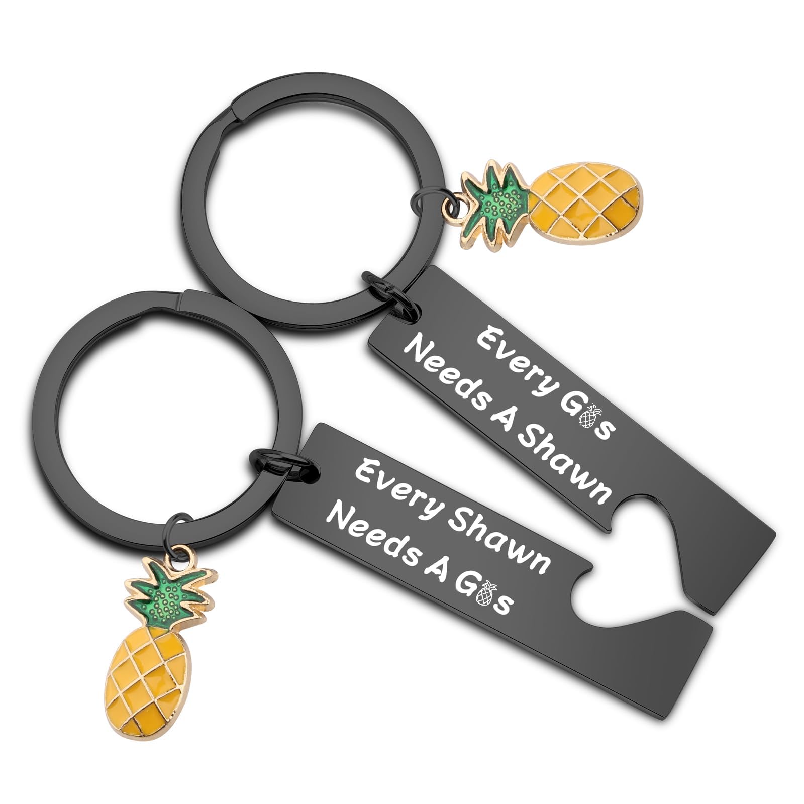 BEKECH Gus And Shawn Gift Every Gus Needs A Shawn Pineapple Charm Keychain Set for TV Serious Lover Psych Fan