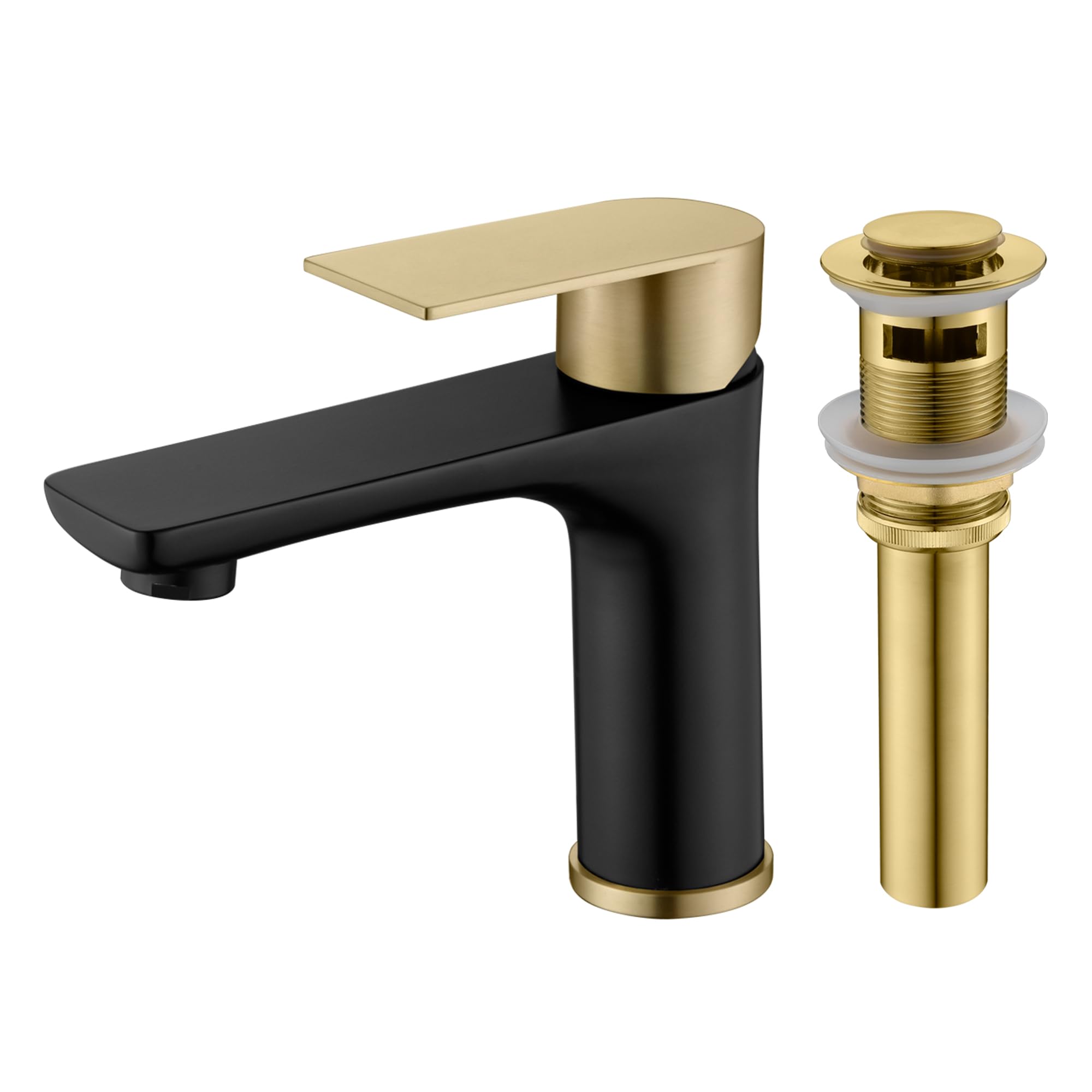 Jnfidosr Gold Bathroom Sink Faucet S1425-Mg+Brass Pop Up Drain With Overflow S7304bg