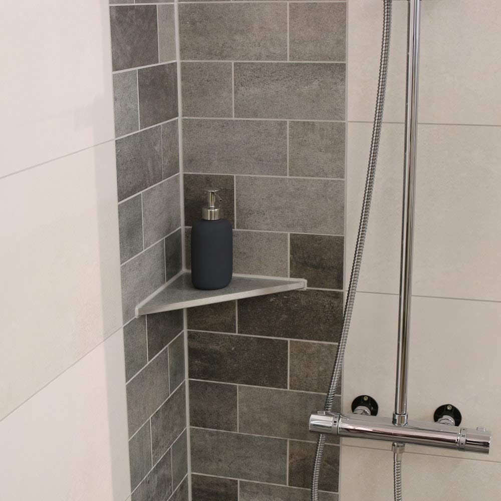 Duschablage Eckablage ohne Bohren für Bad befliesbar V2A Edelstahl (265 x 265 mm)
