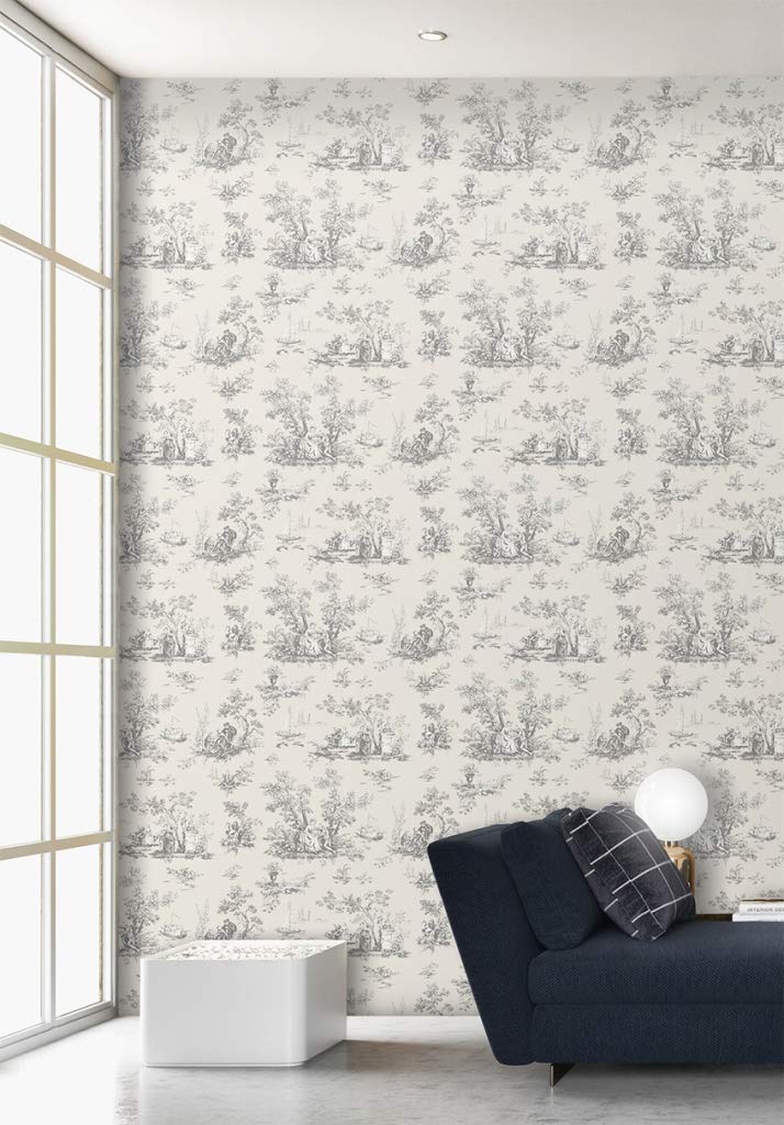 Toile Grey Artisan De Jouy Wallpaper 670546