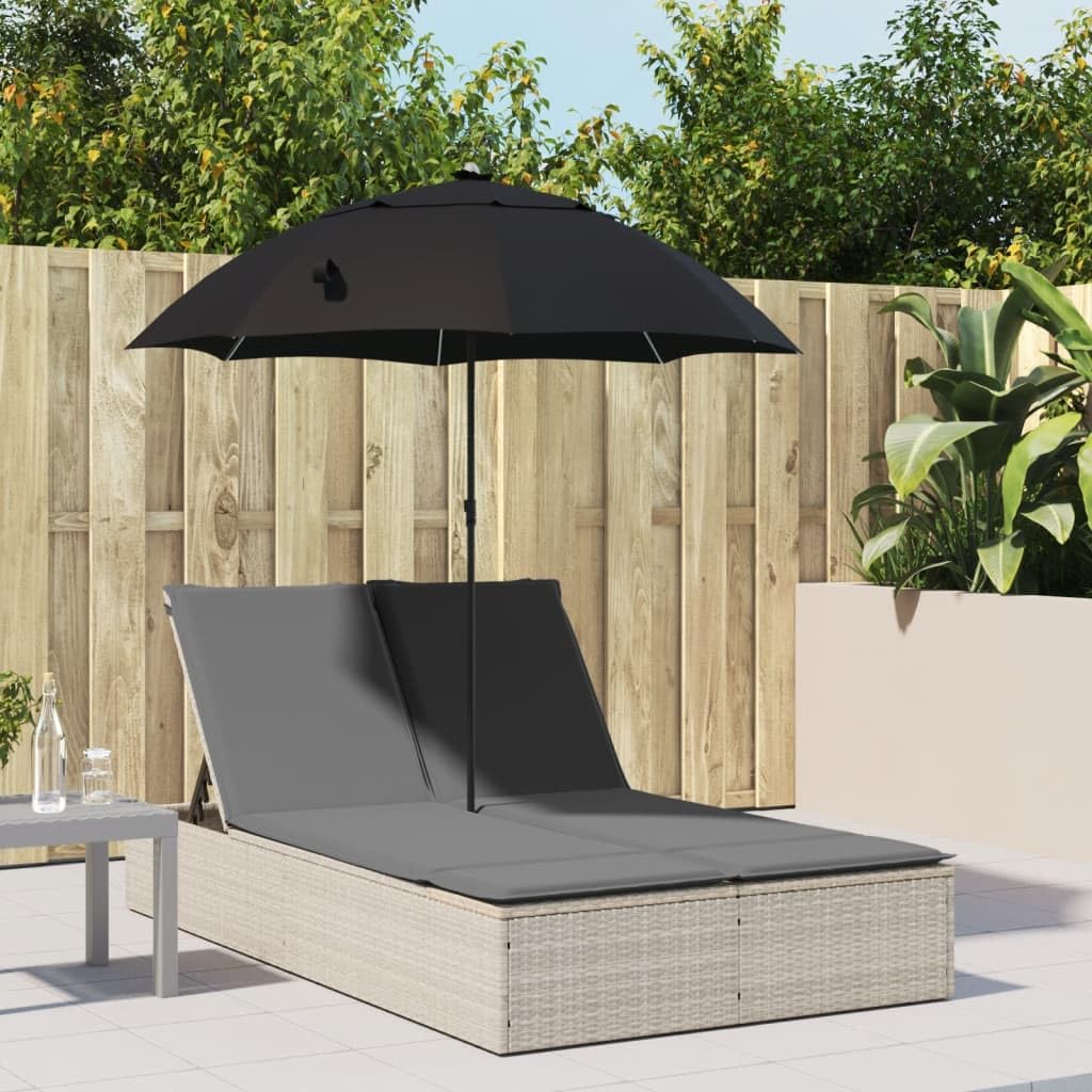 Chaise longue double de jardin en rotin synthétique résistant aux intempéries