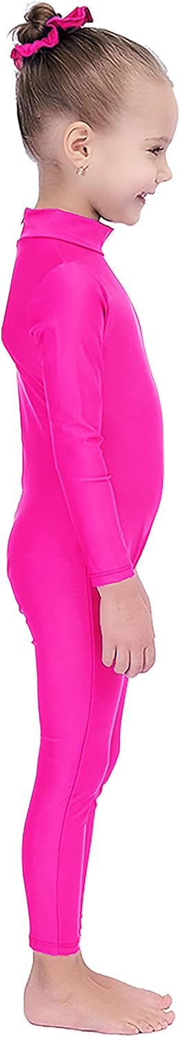 Kepblom Girls Long Sleeve Unitard Spandex Turtleneck Full Bodysuit for Kids