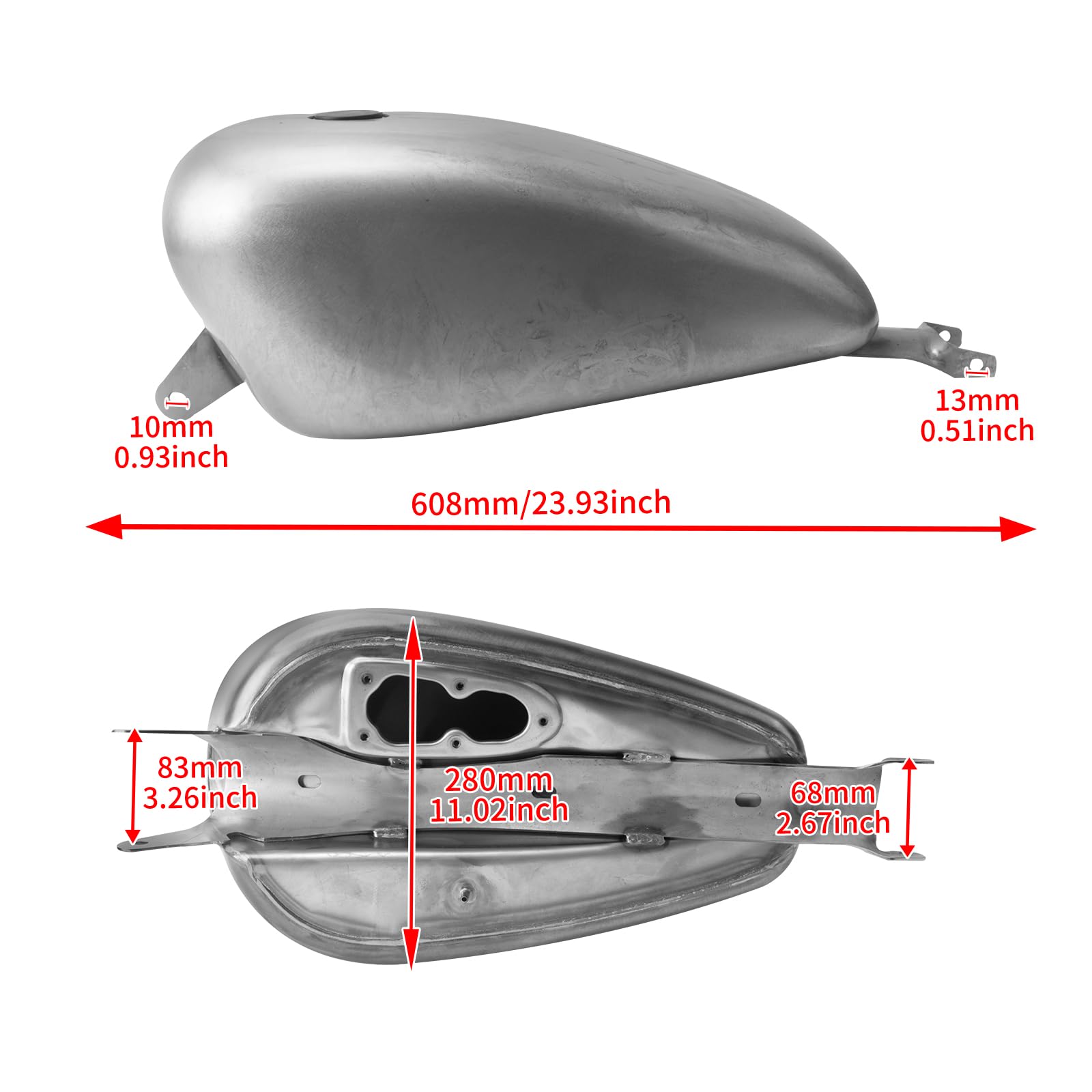 HDBUBALUS 3.3 Gallon EFI Injected Gas Fuel Tank Fit for 2007-2017