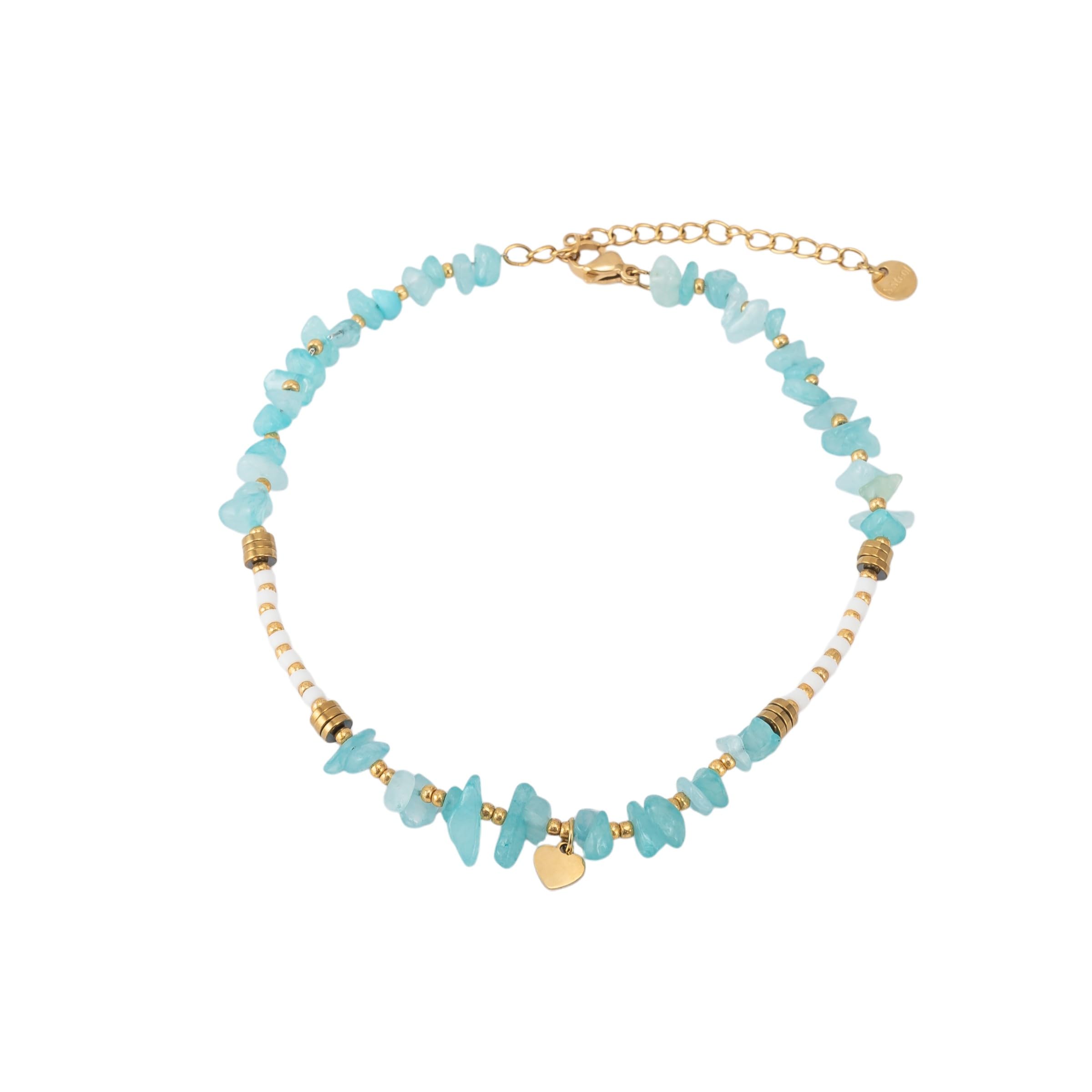 Women Natural Stone Adjustable Anklet with Gold Tone Accents, Lightweight Beach Wear Anklet for Women | Handmade Beach Wear Ankle | Summer Styling | Modern Fashion | Purple, Blue & Pink-image-41