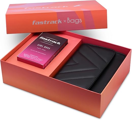 Fastrack Gift Box for Women | Quilted Brunch Sling Bag + Night Out EDP Perfume for Her | Party-Ready Crossbody & Evening F...