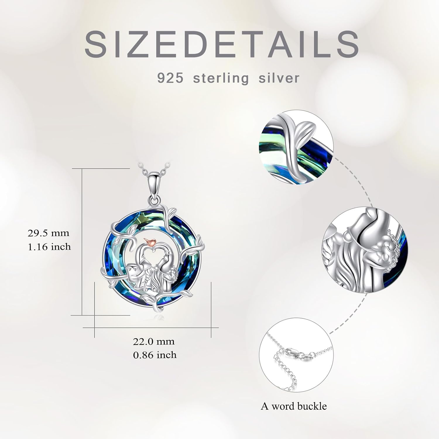Gnome Pendant Necklace For Women, 925 Sterling Silver With Australia Crystal And Leaf Art Deco, Cute Jewelry Gift For Friendship Couples,18"+2" Inches