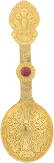 UKCOCO Cuchara De Campamento Cuchara De Cena De Oro Cucharas Pequeñas Cucharas De Metal Cucharas De Té En Forma De Flor De Rosa Cuchara De Té Retro Cuchara Multiusos Azul Dorado