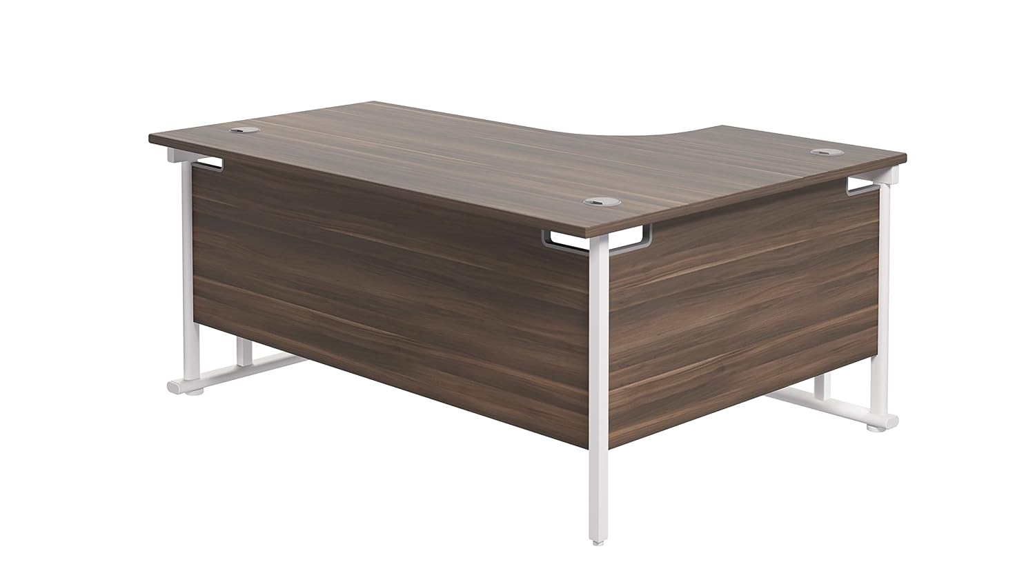 Office Hippo Heavy Duty Left Corner Radial Office Desk With 3 Drawer Desk High Storage, Home Office, Filing, PC Desk For Office or Home, 5 Yr Wty, MFC -Dark Walnut,White Frame,... - Image 4