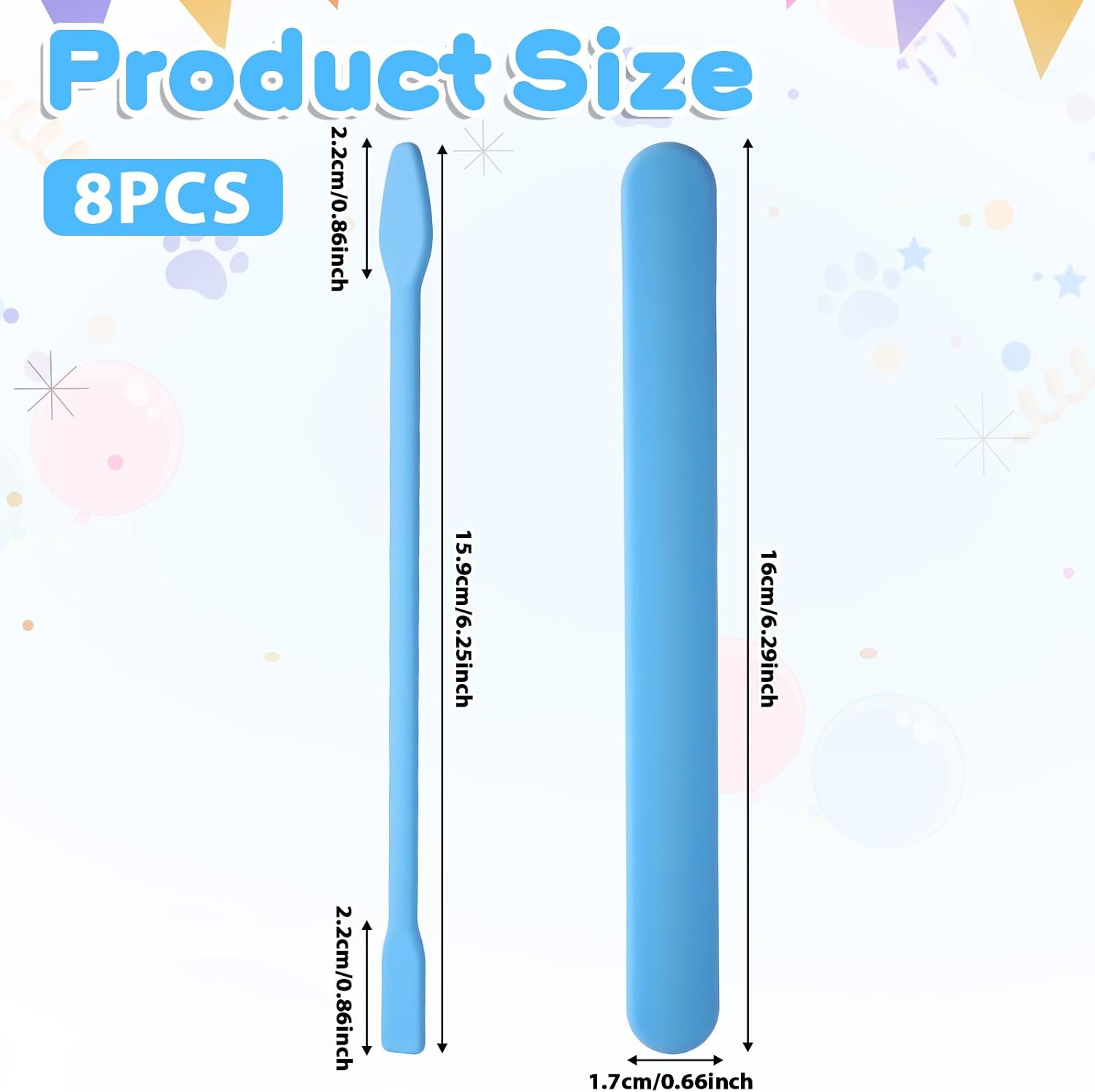 8 Pcs Silicone Stir Sticks, Reusable Epoxy Stir Sticks, Silicone Stick Tools for Mixing Resin, Epoxy Stirs Stick Scraper DIY Crafts Tools, Paint, Facial Mask (6 Arc Shape, 2 Pointed Head)