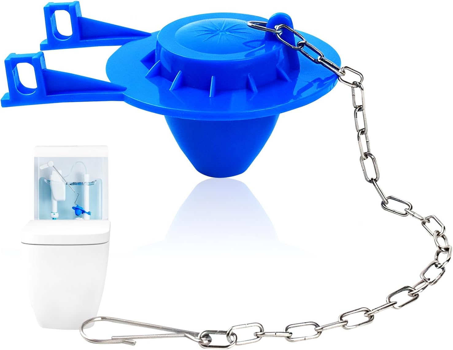 Universal Toilet Flapper Replacement Kit 2 Inch, Heavy Duty PVC Flapper with Stainless Steel Chain, Water-Saving, Easy Install, Compatible with American Standard Kohler Toto Gerber Toilet Stopper