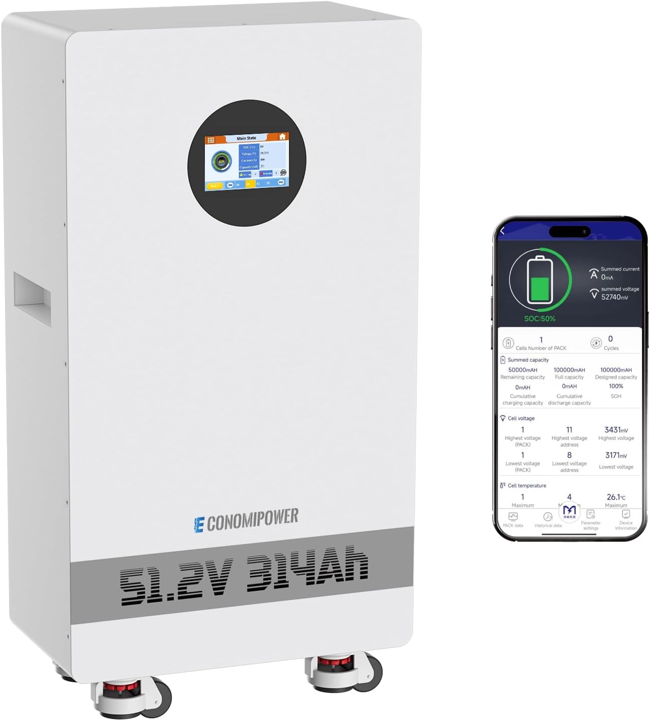 48v Lifepo4 300Ah（314Ah) LiFePO4 Battery, 15KWh Photo voltaic Storage Rechargeable Lithium Battery 8000+ Cycles 48V with 200A BMS for Photovoltaic System, RV Off-Grid, Dwelling Use