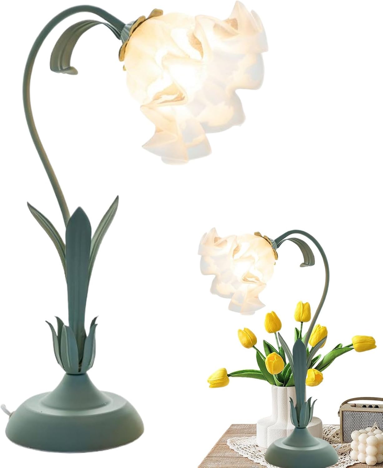 フラワーテーブルランプ - フラワーナイトライトベッドサイドランプ - 明るさ調節可能な雰囲気照明、ナイトスタンドやベッドルームのデ