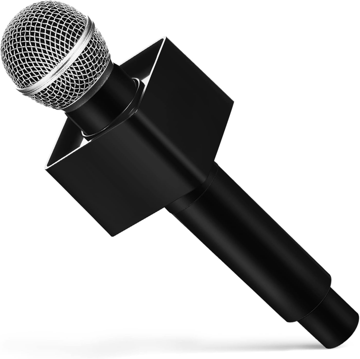 Kids Microphone Toy, Pretend Mic Toy Plastic Microphone Prop Fake Pretend Play Microphone with Microphone Flag Station for Kids Karaoke Party Favors Performance Costume