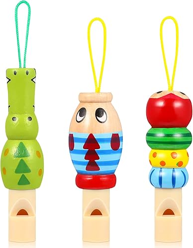 Kisangel Juego de 3 silbatos de madera de animales para bebés y niños, instrumentos musicales, juguetes educativos para el desarrollo, juguetes