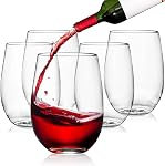 Tebery 20 Pack Unbreakable Plastic Wine Glasses Stemless, 16 Oz Heavy Duty Clear Drinking Glasses Wine Cups, Disposable & Reusable for Champagne, Dessert, Food Samples, Catering, Weddings