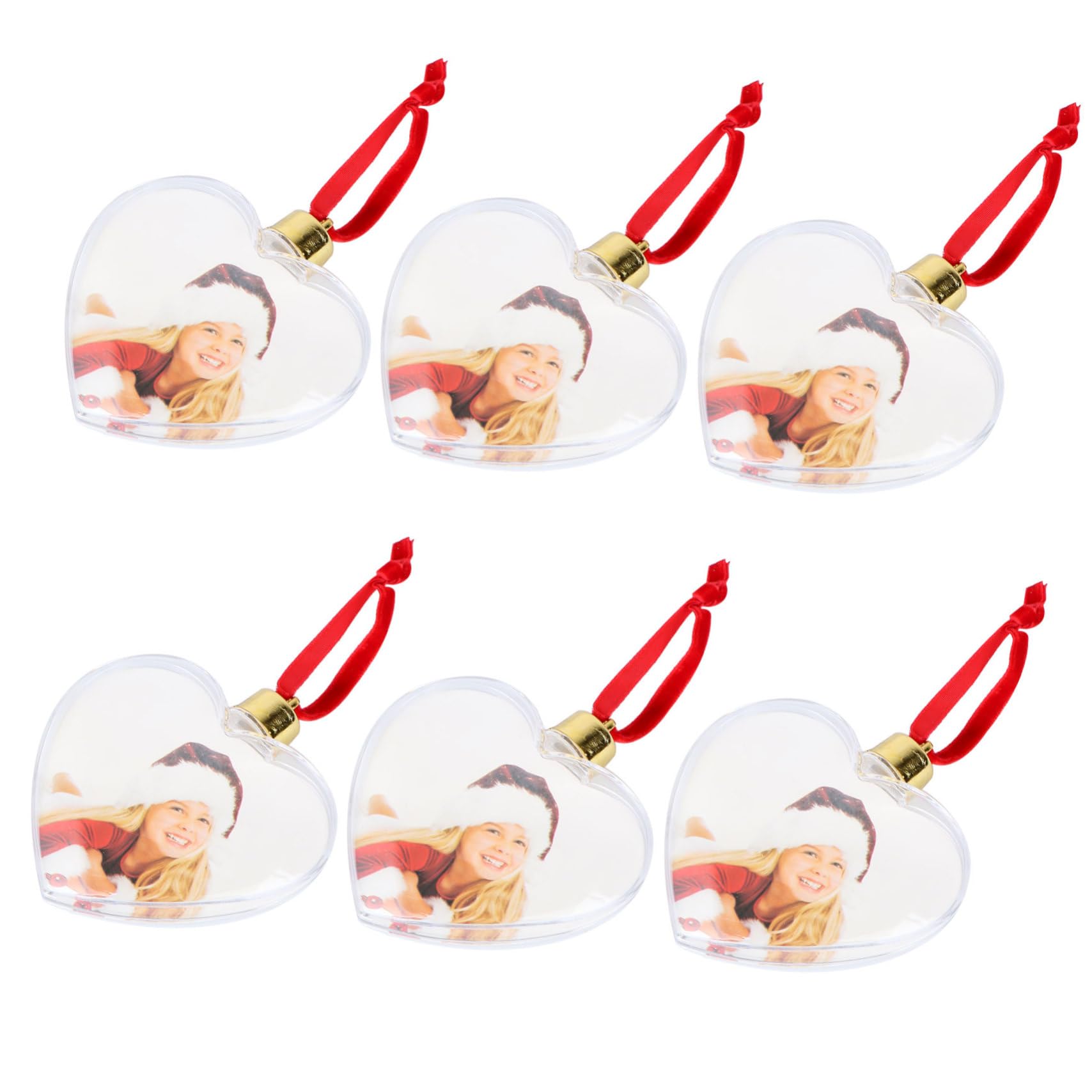 Ornements suspendus plastique transparent coeur Ipetboom décoration photo intérieure DIY 6pcs