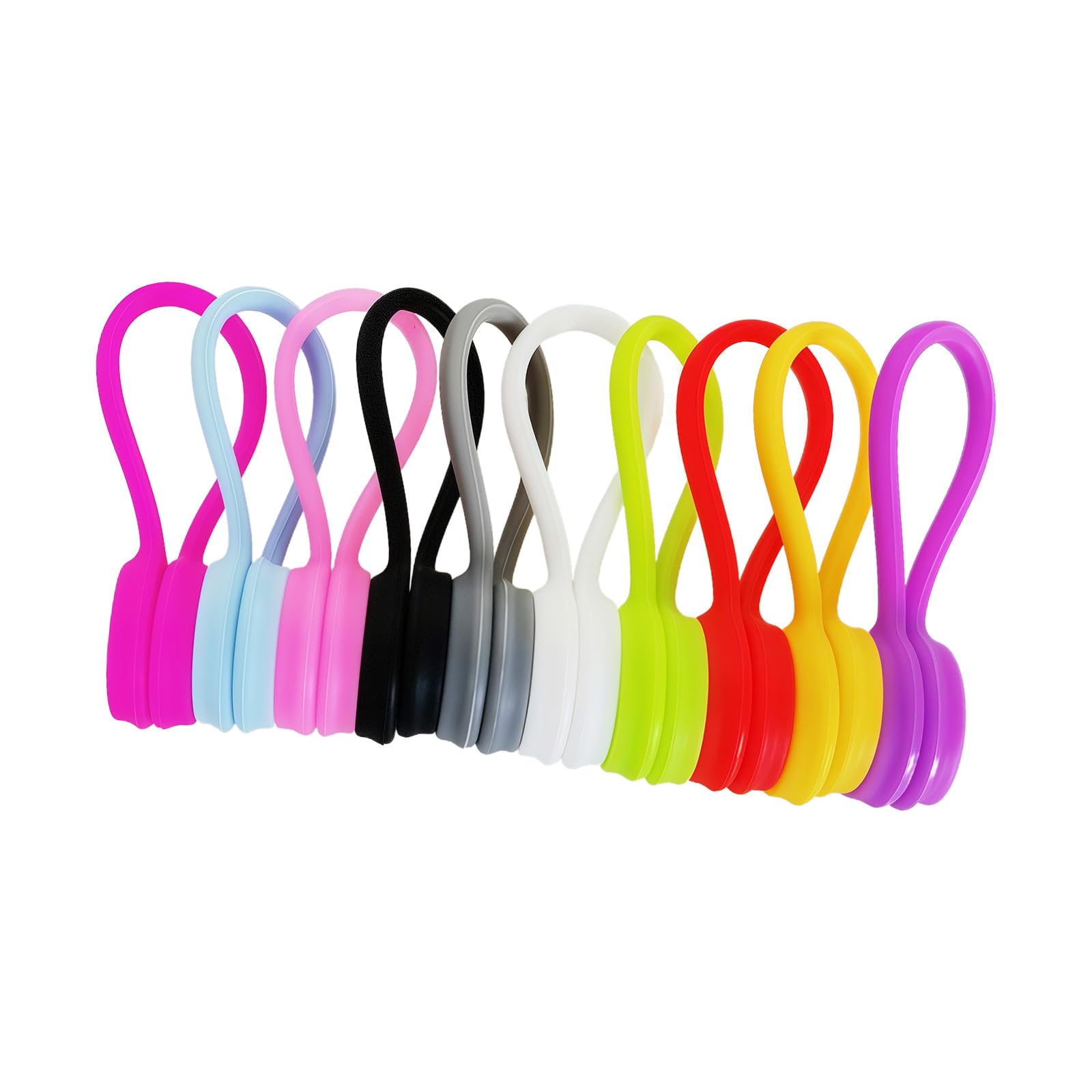 Jazuaiao 10Pcs Colorful Silicone Cable Ties Cord Organization for Headphones Keychain for Christmas Wire Organization