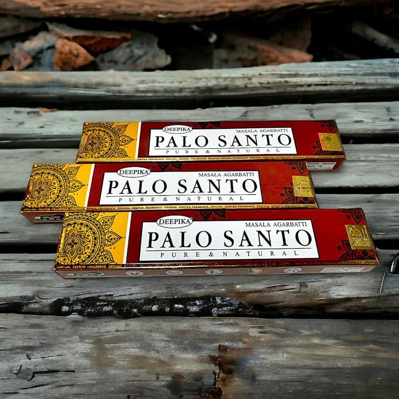 Deepika Palo Santo Masala Incense Joss Stick Natural Handmade Agarbatti Hand Rolled Moulded Bamboo Stick 12 Pack 15 gm