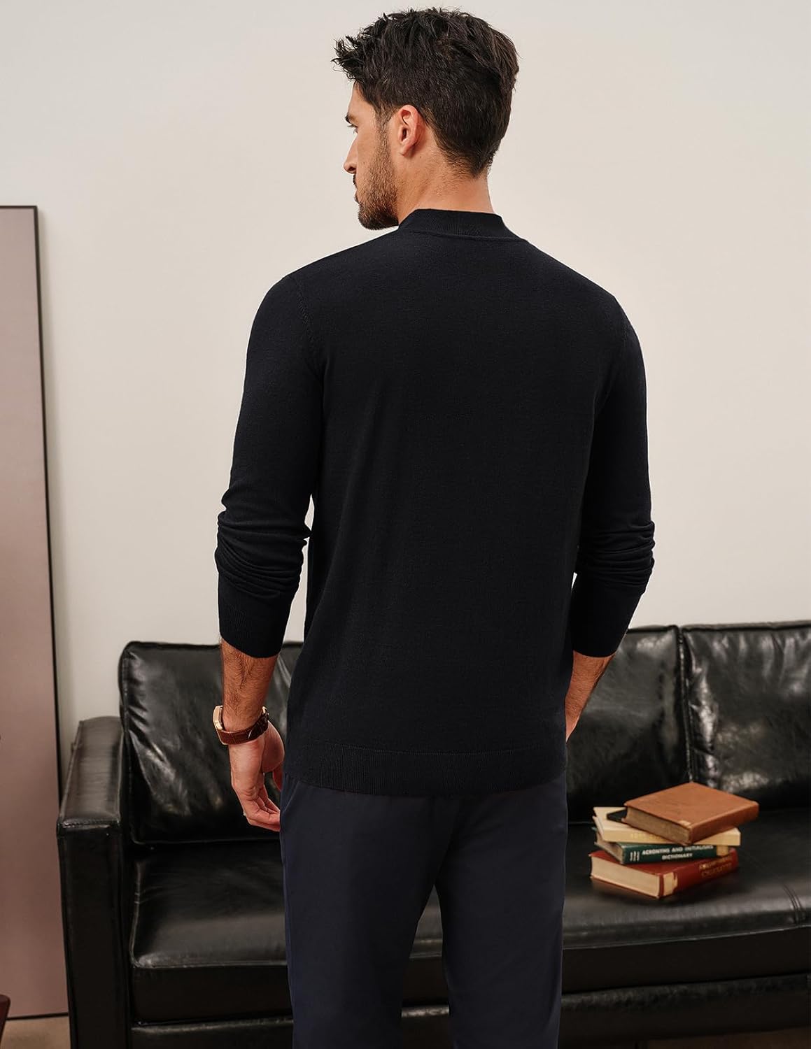 PJ PAUL JONES Mens Mock Turtleneck Sweater Long Sleeve Casual Pullover Sweater Slim Fit Basic Knit Tee - Image 5