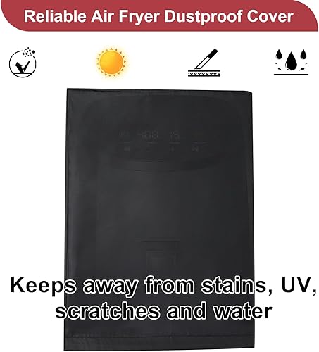Miniatura 5 de Funda para freidora de aire para freidora de aire pequeña de 2 a 5 cuartos de galón, cubierta impermeable y a prueba de polvo, color negro