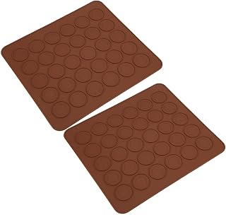 BRRNOO Macaron Silicone Baking Mats, Baking Silicone Mat Oven Liners, Pastry Mats For Rolling Dough 2Pcs 30 Holes For Macaroons, Bake Pans, Cake and Bread Making