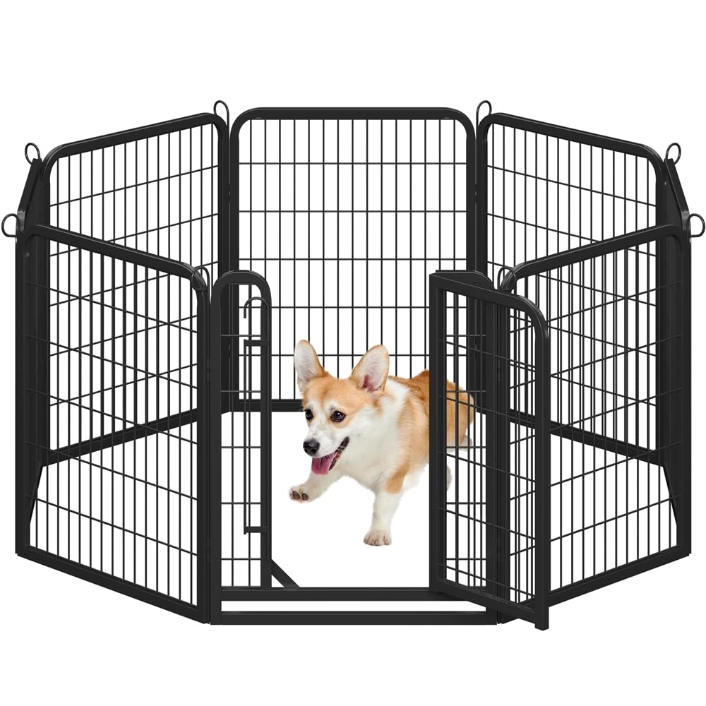 Yaheetech Recinto per Cani Cuccioli Conigli Gatti Animali da Interno e Esterno Giardino Rete Recinzione Ferro 8 pz 65 x 80 cm Pieghevole e Portatile