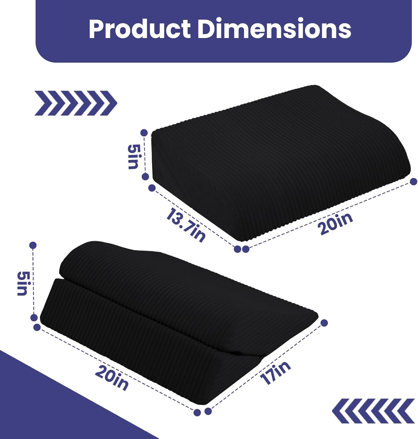 idee-home Recliner Leg Rest Cushion, Recliner Footrest Extender Pillow with Removable Corduroy Cover, 2 in 1 Foldable Ergonomic Foot Pillow Back & Lumbar Support Cushion for Bed Sofa Couch, Black