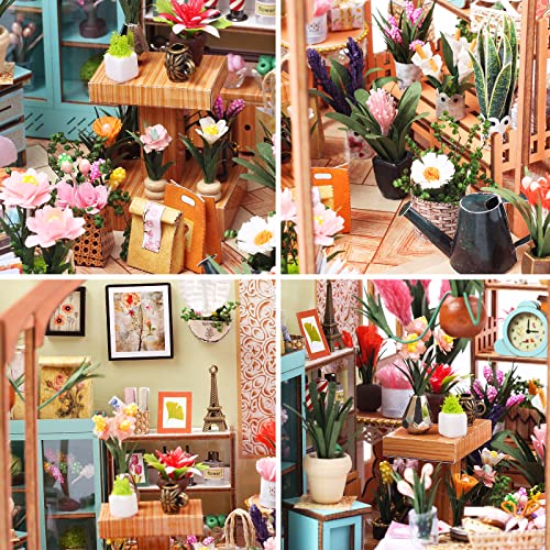 Diy Miniature Dollhouse Kit,Scale Wooden Diy Craft House Kits For Adults Miniature Green House With Tiny Furniture And Led,3D House Puzzle Model Building Flower Room Kits,Birthday Gift For Friends #TOP4