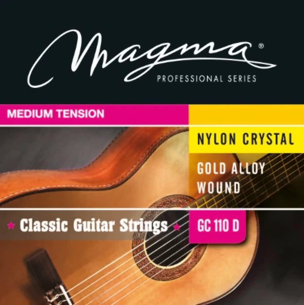 Magma Classical Guitar Strings Medium Tension Special Crystal Nylon and Bronze 85/15 Gold Alloy Classical Acoustic Guitar Strings (GC110D) - 6 Sets