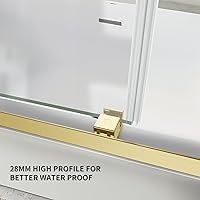 Vista 4 de Puerta corrediza de vidrio con bypass para ducha de bañera, 56"-60" de ancho x 58" de alto, puerta de vidrio sin marco para ducha de bañera
