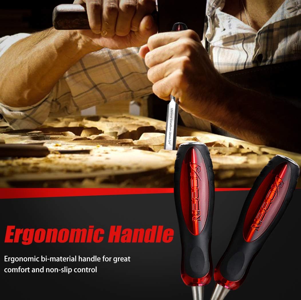 🔥 Cаѕhbасk uр tо 70% AOBEN 12 pc Wood Chisel Set Premium Wood Carving Chisels Sturdy Heat-Treated Cr-V Alloy Blades Woodworking Tools with 8 Full Tang Wood Chisels Tools,Honing Guide,Sharpening Stone,2 Carpenter Pencils