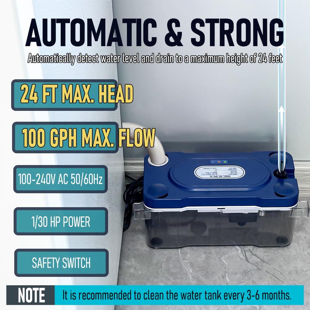 Quiet HVAC Condensate Pump - 24FT Lift -4