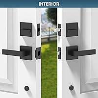 Vista 7 de TICONN Juego de manijas dobles para puerta delantera, palanca de puerta cuadrada resistente y cerrojo de un solo cilindro para puertas exteriores
