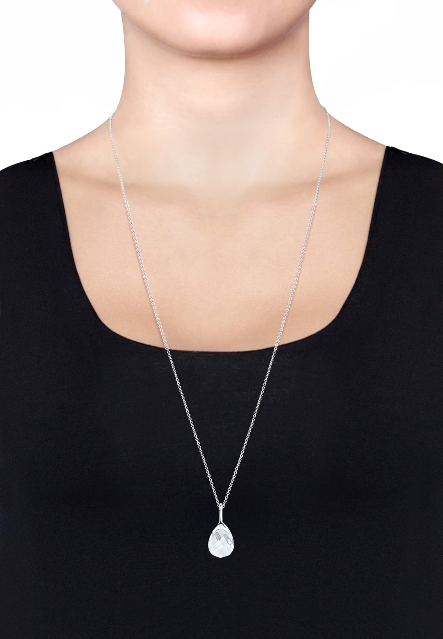 Elli Halskette Damen Klassisch Tropfen mit Bergkristall 925 Sterling Silber