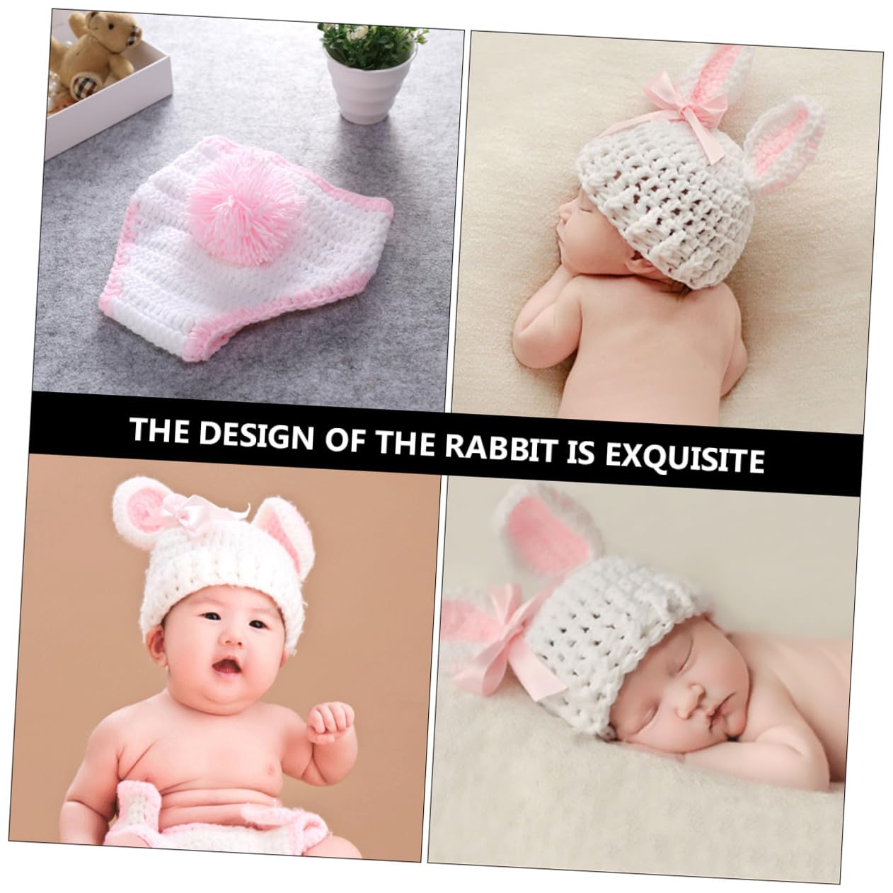 Set De Disfraz De Conejito De Pascua Para Recién Nacido – Gorro Y Pantalón De Punto De Algodón, Ideal Para Sesiones De Fotos