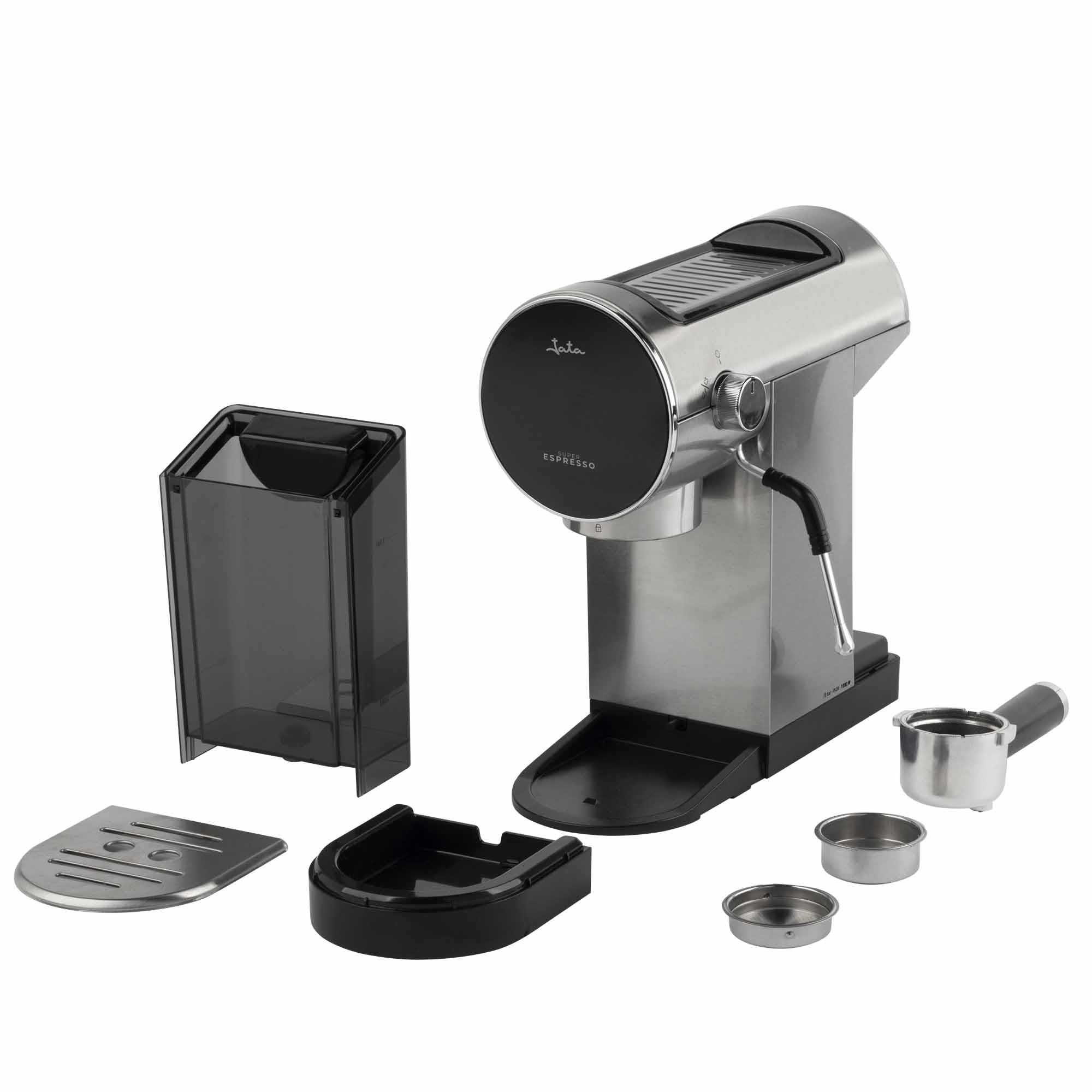 JATA JECA2300 - Cafetera Express Manual 1360 W. Presión 20 Bares. Brazo Portafiltros con Doble Salida. Espresso. Vaporizador. Calientatazas. Depósito extraíble de 0,9 L