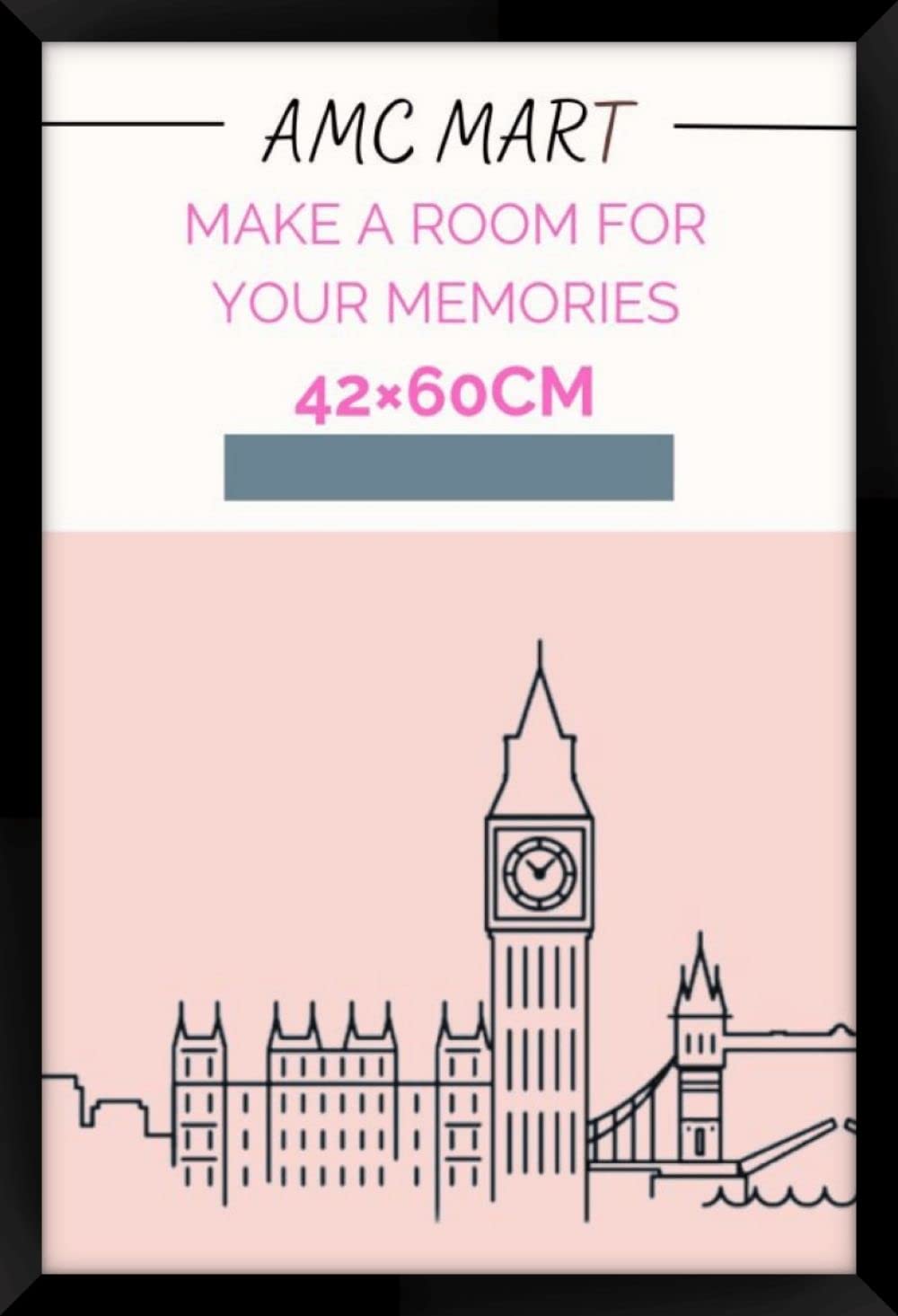 AMC MART 42cm x 60cm poster frame (39x57cm display size)-Picture frame perfect for wall décor-home décor-MDF wood-Perspex Sheet protection-jigsaw puzzle and landscape. (Black)