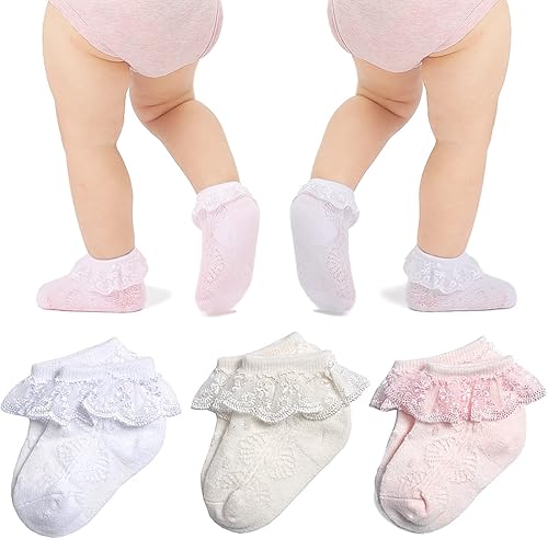Calcetines de encaje para bebé niña, con ojales, 2356 pares de calcetines de princesa para recién nacidos, niños pequeños