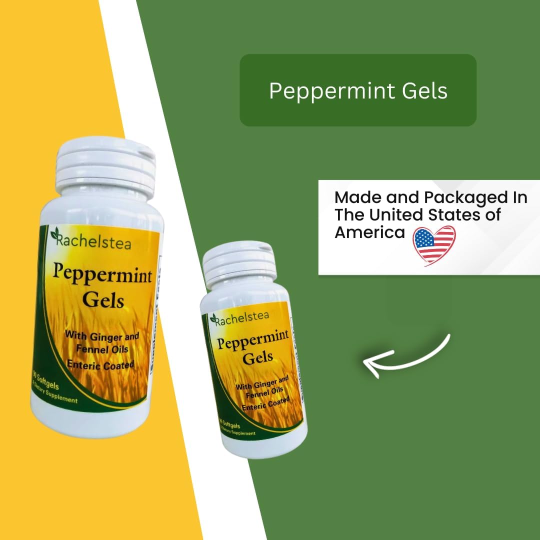 Rachelstea Peppermint Gels: 90 Enteric Coated softgels with Ginger and Fennel Oils from - Image 2