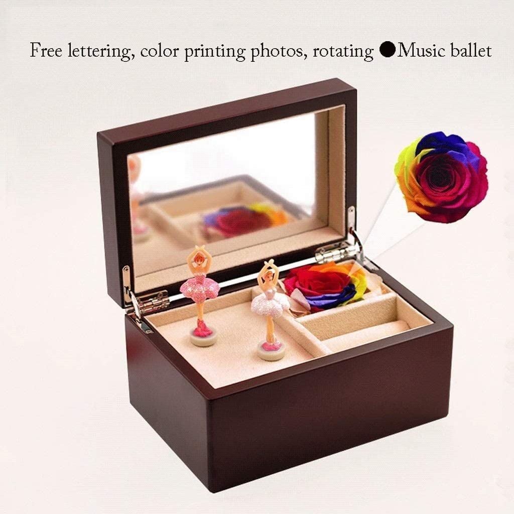 Caja de Música Caja de Musica Joyero De Música De Bailarina Con Caja De Almacenamiento De Joyas De Flores Eternas, Regalo De Caja De Música Personalizada Para El Día De San Valentín Caja Musical Cajas