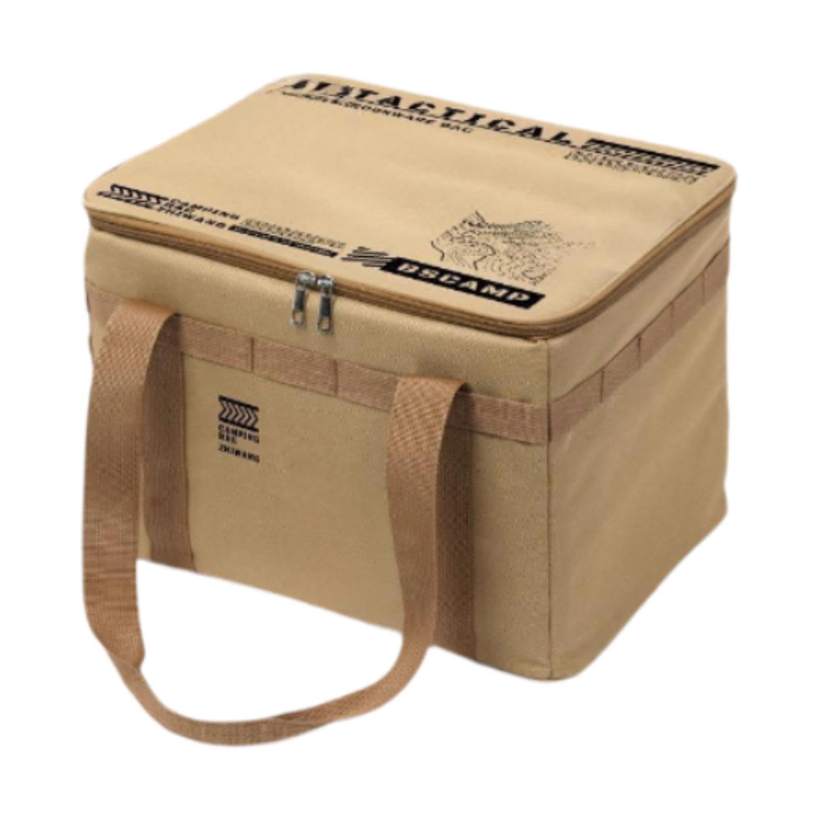 Bolsa de Almacenamiento para Camping, Bolsa Protectora para Depósito, Bolsa Organizadora de Gran Capacidad con Cremallera, Tejido Oxford Resistente Al, Caqui