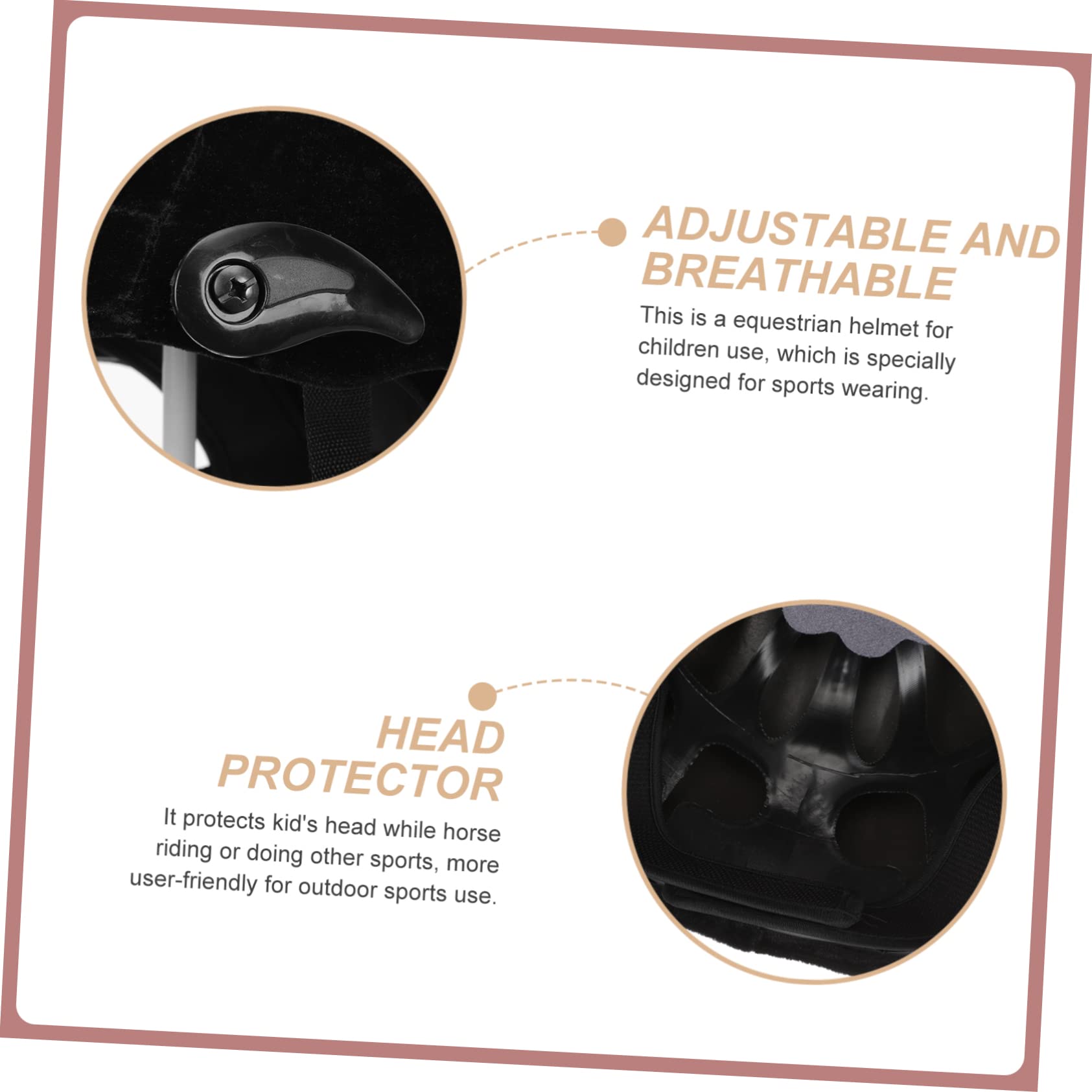 UPKOCH Casco da Equitazione per Ragazzi Nero in Polipropilene Protezione Sicurezza, Imbottitura Rimovibile, Fori di Ventilazione e Cinturino Regolabile per Sport Equestre e Scooter