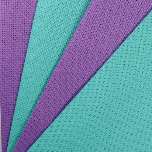 Image of KCS 4 pc of 12 inch x 18 inch(30cmx45cm) 14CT Counted Cotton Aida Cloth Cross Stitch Fabric (Lavender+Sea Green)