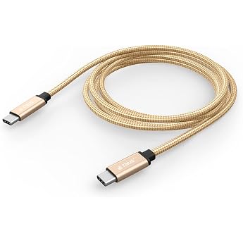 CBUS USB C to USB C Cable 3 m Fast Charging Cable Compatible with iPhone 16/16e/15/Pro/Max/Plus iPad/Pro/Air/Mini Samsung Galaxy S25/S24/S23/Plus/Ultra - Robust Braided Cable Beige-Gold