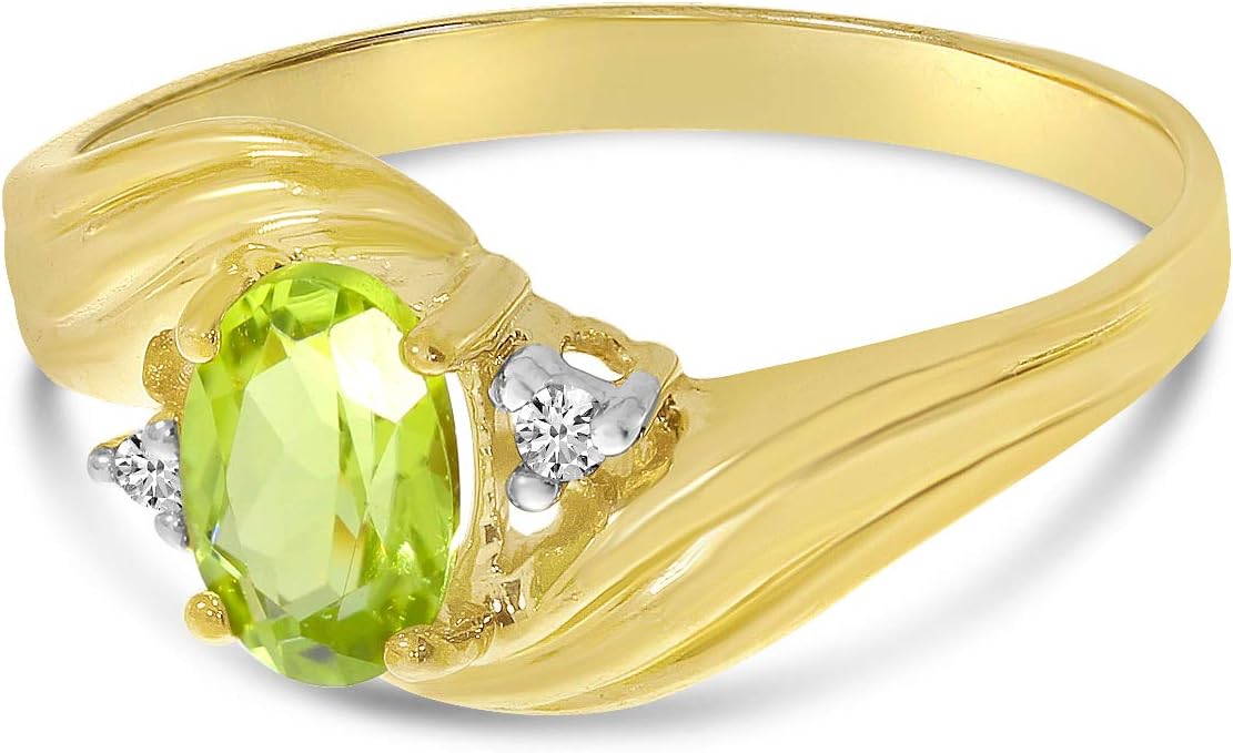 Peridot and Diamond Ring in 10K Yellow Gold