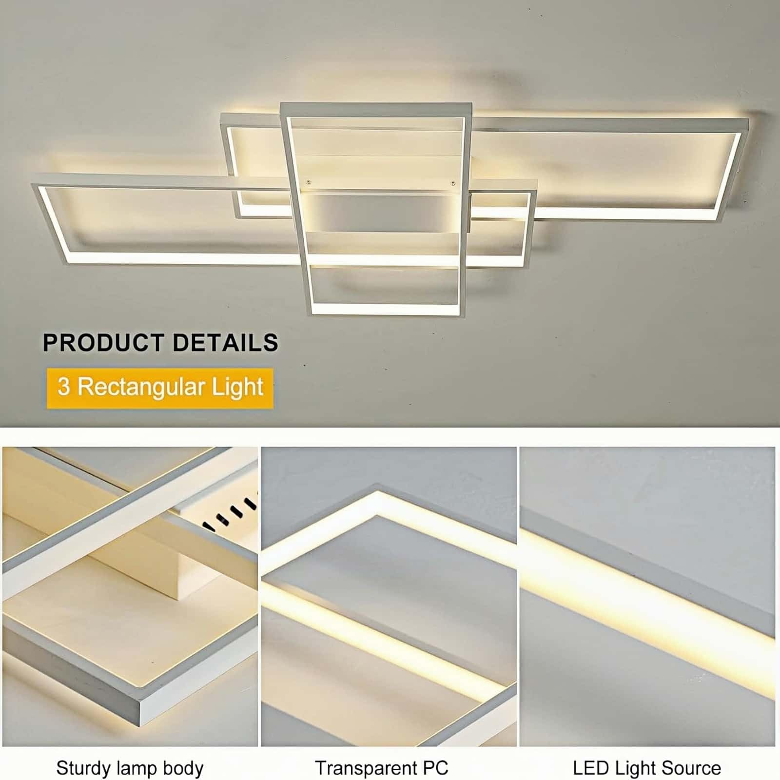 Plafoniera LED Soffitto Moderna Dimmerabile, Lampada da Salotto e Camera da Letto, Luce da Soffitto LED per Cucina, Ufficio e Soggiorno Decorativo
