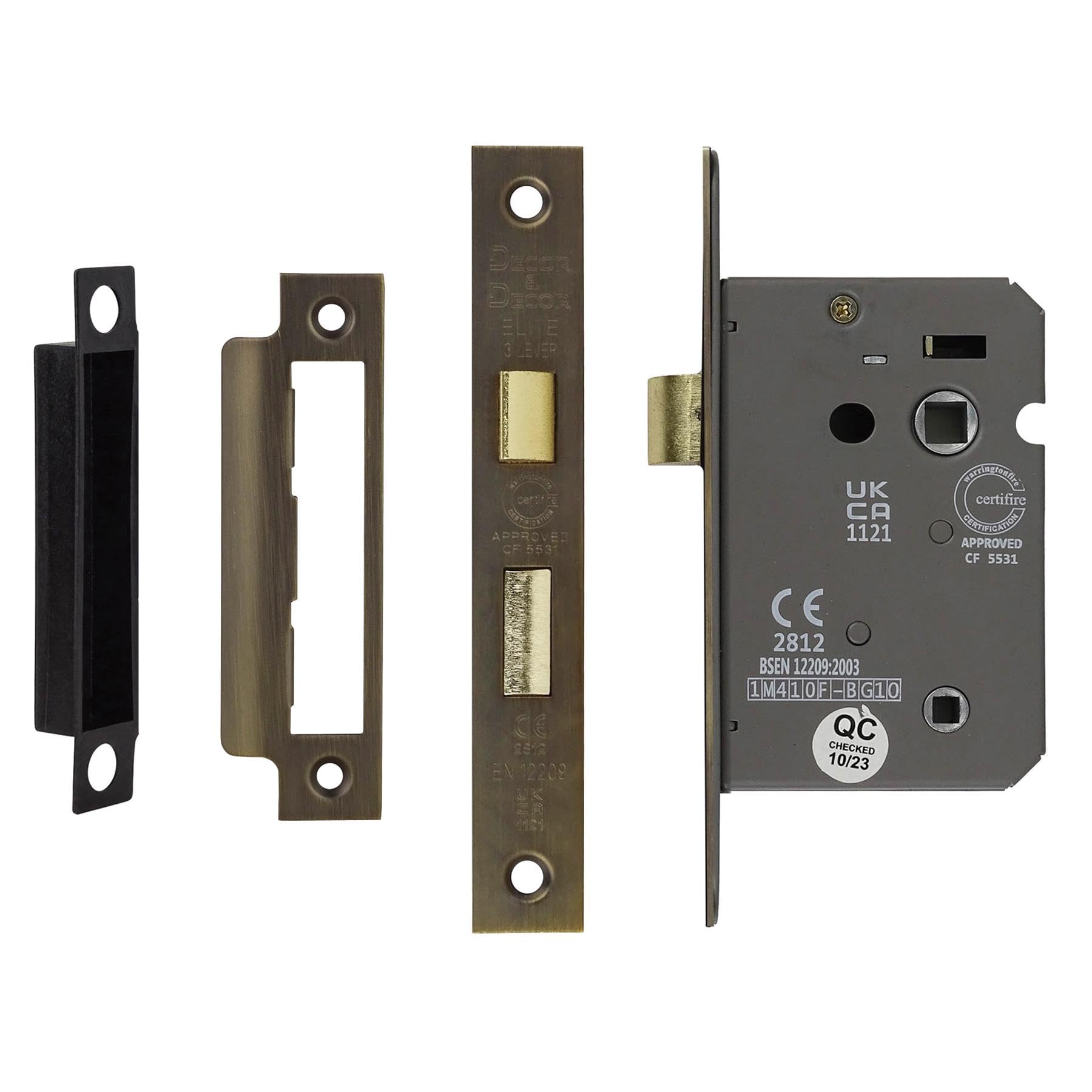 Decoranddecor Bathroom Mortice Lock - 2.5inch / 64mm - Antique Brass - Fire Rated - UKCA & CE Approved, 2.5-inch (64mm) - Image 2