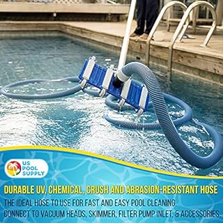 U.S. Pool Supply Pool Vacuum Hose - 1-1/2" x 36' Professional Heavy Duty Pool Hose for Inground, Spiral Wound with Kink-Free Swivel Cuff - Connect to Vacuum Heads, Skimmer, Cleaner, Filter Pump Inlet