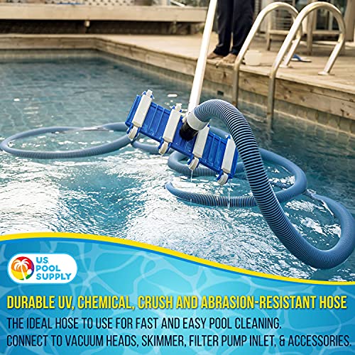 U.s. Pool Supply 1-1/2" X 36 Foot Professional Heavy Duty Spiral Wound Swimming Pool Vacuum Hose With Kink-Free Swivel Cuff, Flexible - Connect To Vacuum Heads, Skimmer, Filter Pump Inlet, Accessories #TOP3