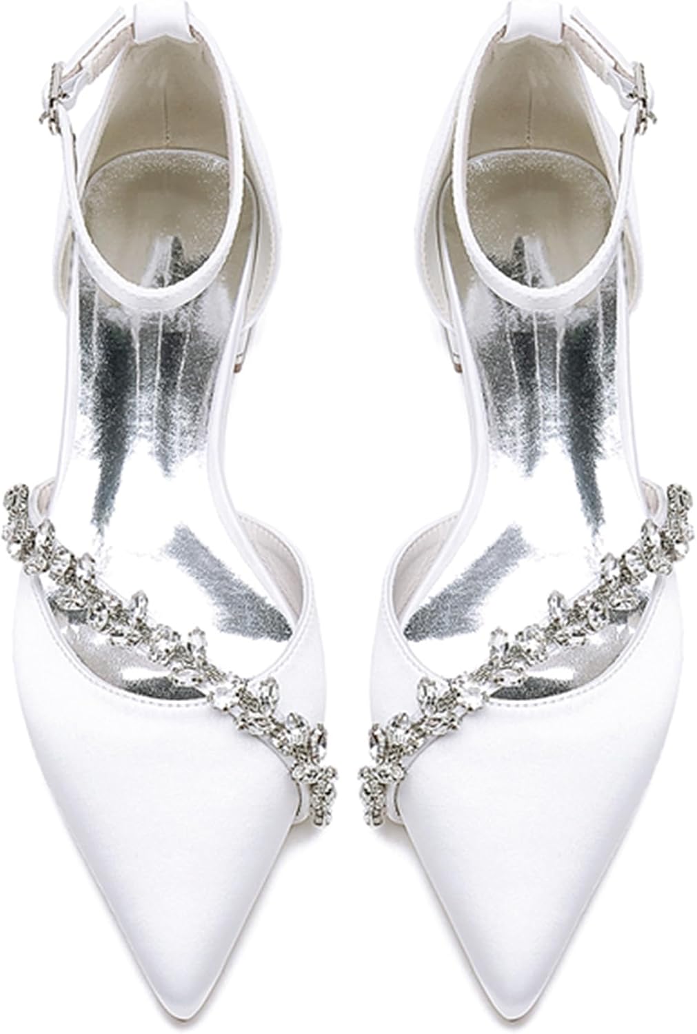 Bride Comfortable Wedding Shoes Womens Prom Pumps with Rhinestone Chains